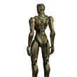 3d rendering of detailed futuristic robot or alien humanoid cyborg. Back view of the upper body isolated on transparent background