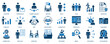 Recruitment icon set. Headhunting, career, resume, job hiring, candidate and human resource icons.