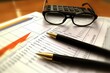 © DenisNata - Stock chart with calculator, glasses and pens