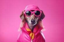 Cool Pink Dog. Generate Ai