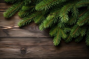 Poster - Fir branches wooden decoration. Generate Ai