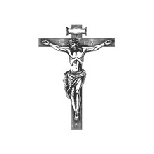 Crucifix Cross With Jesus Sketch Hand Drawn. Vector Illustration Design.