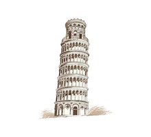 Leaning Tower Of Pisa Abstract Hand Drawn Sketch. Vector Illustration Design.