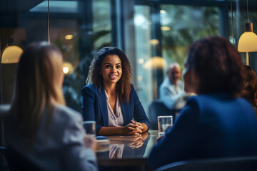 Wall Mural - professionals business women at an office meeting. Corporate business team and manager in a meeting