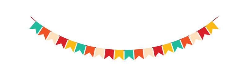 Festive flag garland vector illustration. Retro bunting in simple flat