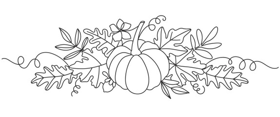 Wall Mural - Pumpkin autumn line art style vector illustration