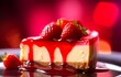 Leinwandbild Motiv Strawberry cheesecake. Generate Ai