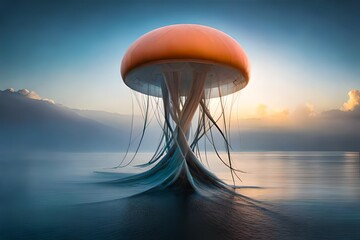 Wall Mural - jellyfish at sunset