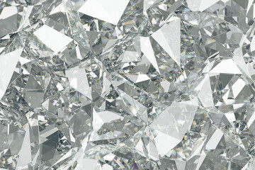 Fototapete - Luxury Abstract Realistic Crystals Texture with Prism Spectrum Caustic Reflection Close Up Background 3D rendering