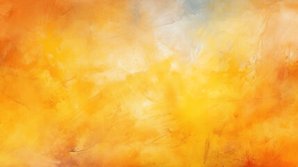 Yellow orange background with texture and distressed vintage grunge and watercolor. Generative Ai