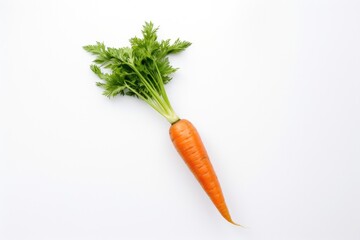 Wall Mural - Fresh carrot with green leaves isolated on white background. Healthy food and vegetables