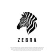 Graphical portrait of head zebra side view, isolated on white background, vector illustration for logo tattoo and printing