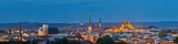 Fototapeta Na sufit - Panoramic, very detailed, evening  cityscape. Illuminated historical centre of city Olomouc in blue hour, UNESCO site, ancient town and tourist spot in Central Moravia, Czech Republic.