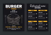 Burger Restaurant Menu Layout With Restaurant Cafe Menu Template Design On Chalkboard Background Vector Illustration