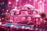 Fototapeta Przestrzenne - a children's pink doll house