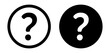Question mark icon set. help bubble button. doubt faq sign in black filled and outlined style.