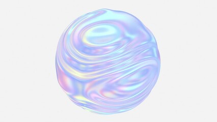 Wall Mural - Fluid design element hologram texture. Holographic liquid sphere iridescent gradient shape poster graphic design. 3d seamless loop 4k animation rendering.