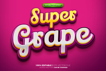 Nature super grape fruits 3D Editable text Effect Style