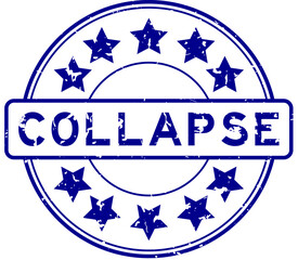 Wall Mural - Grunge blue collapse word with star icon round rubber seal stamp on white background