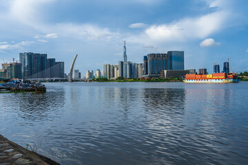 Wall Mural - Skyline with Landmark 81 skyscraper, Thu Thiem 2 bridge in Ho Chi Minh city