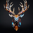 Leinwandbild Motiv A deer face made of beautiful gemstones. Wildlife Animals. Decorations. Illustration, Generative AI.