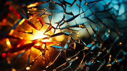 Broken glass sun rays style romantic