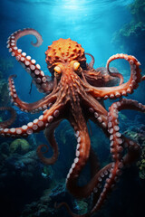 Wall Mural - King octopus at the bottom of the sea