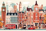 Fototapeta Londyn - Illustration of a city landscape with buildings. Illustration for your design