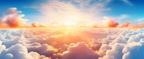 Wall Mural - Heavenly rays of light in the clouds. Dreamy inspiring hope concept. Sun rays from heaven. Blessed light.