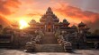 The sunset at Pura Lempuyang Luhur Temple in Bali, generated by ai