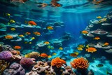 Fototapeta Do akwarium - coral reef and fish generated by AI technology