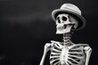 © NataliPro - Portrait of a skeleton in a hat on a black background