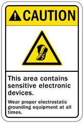 Wall Mural - Electrostatic warning sign and label this area contains sensitive electronic device