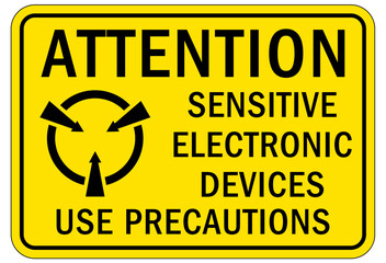 Wall Mural - Electrostatic warning sign and label sensitive electronic device, use precaution