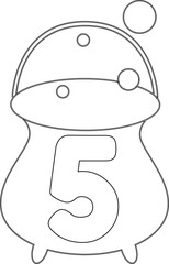 Naklejka na meble Halloween cauldron with a number  5  for decoration.