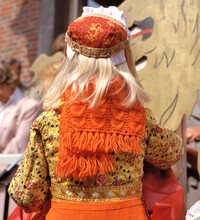 Young Girl In Traditional Dress At Kingsday In Holland