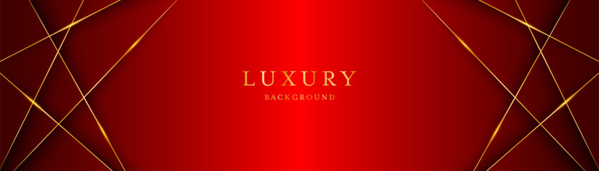 Poster - Red background with elegant golden lines, use for template or cover. Elegant premium red background. vector illustration	