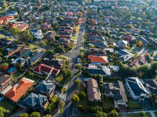 Housing Affordability Concept - Aerial View Of Neat Homes On Streets Of Suburbia In Australian City