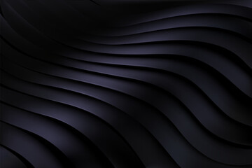 Poster - Black background. 3D abstract architecture wallpaper. Geometry cover. Wavy texture. Ripple surface concept. Plastic elements. Curve lines flow. Minimal backdrop. Vector banner design