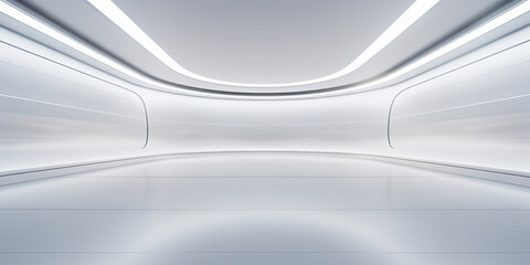 Wall Mural - empty space inside futuristic room, showroom, spaceship, hall or studio in perspective view. include