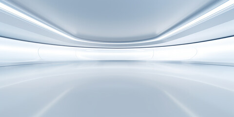 Wall Mural - empty space inside futuristic room, showroom, spaceship, hall or studio in perspective view. include
