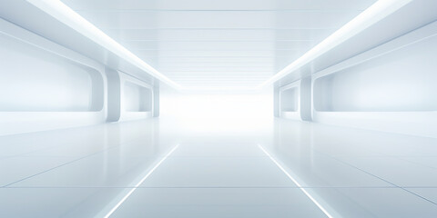 empty space inside futuristic room, showroom, spaceship, hall or studio in perspective view. include