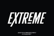 Extreme sports condensed alphabet display font vector. Modern slant typography style with alternate