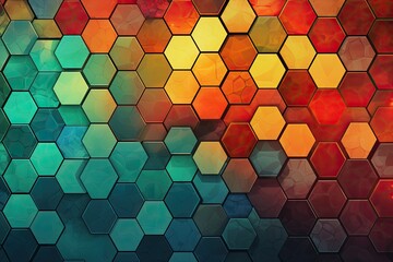 Poster - abstract colorful hexagon background. 3d render illustration. honeycomb pattern. abstract background