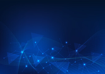 Poster - Technology background Use geometric shapes to design. by adding overlapping waves with attractive elements. Refers to the wireless connection of technology to be able to communicate with each other.