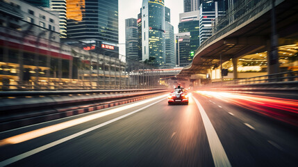 Poster - Speed car racing track city street circuit dramatic background