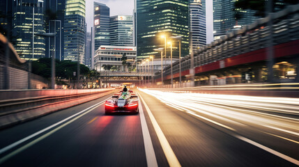 Poster - Speed car racing track city street circuit dramatic background