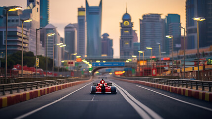 Poster - Speed car racing track city street circuit dramatic background