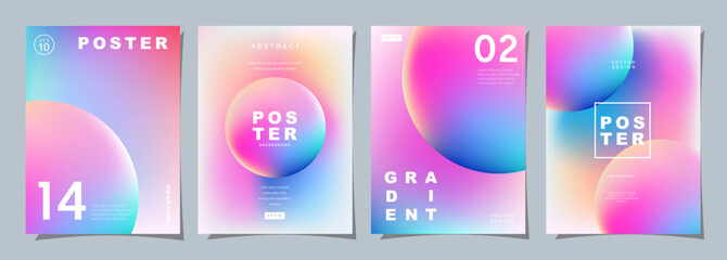 Set of creative covers or posters concept in modern style for corporate identity, branding, social media advertising, promo. Cover design template with dynamic gradients.