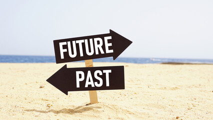 Poster - Past or future are shown using the text